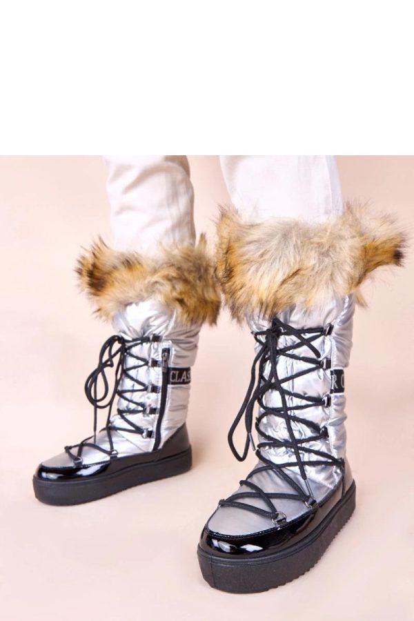 Grey Snow Boots in Women`s Ankle Boots & Booties with Fabric, Warmers, Footbed, Upper Height and Platform Height