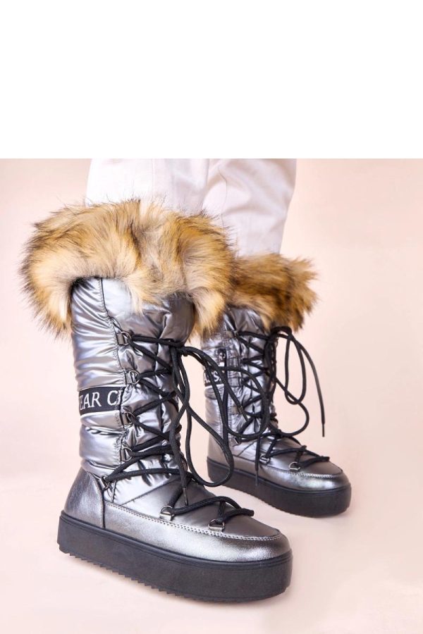 Grey Snow Boots in Women`s Ankle Boots & Booties with Fabric, Warmers, Footbed, Upper Height and Platform Height