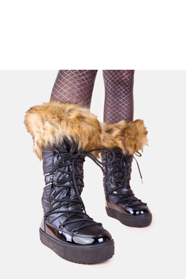 Black Snow Boots...Fabric, Warmers, Footbed, Upper Height and Platform Height