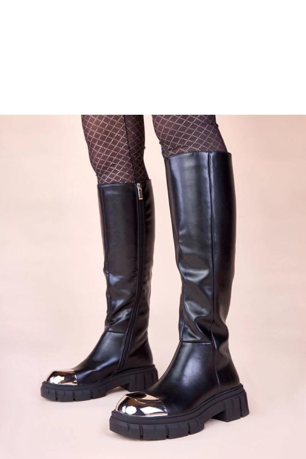 Black Thigh-Hight Boots....Fabric, Footbed, Upper Height and Heel Height