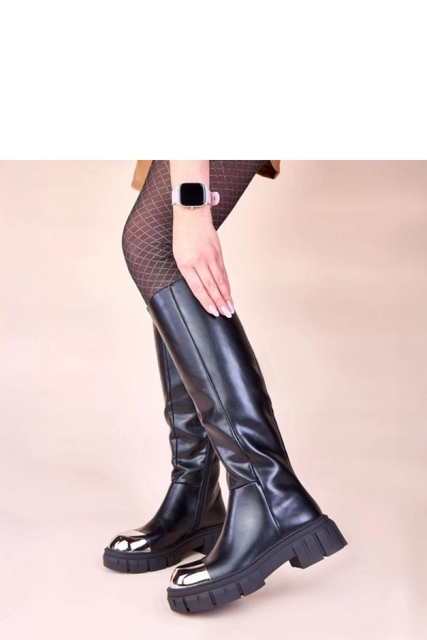 Black Thigh-Hight Boots....Fabric, Footbed, Upper Height and Heel Height