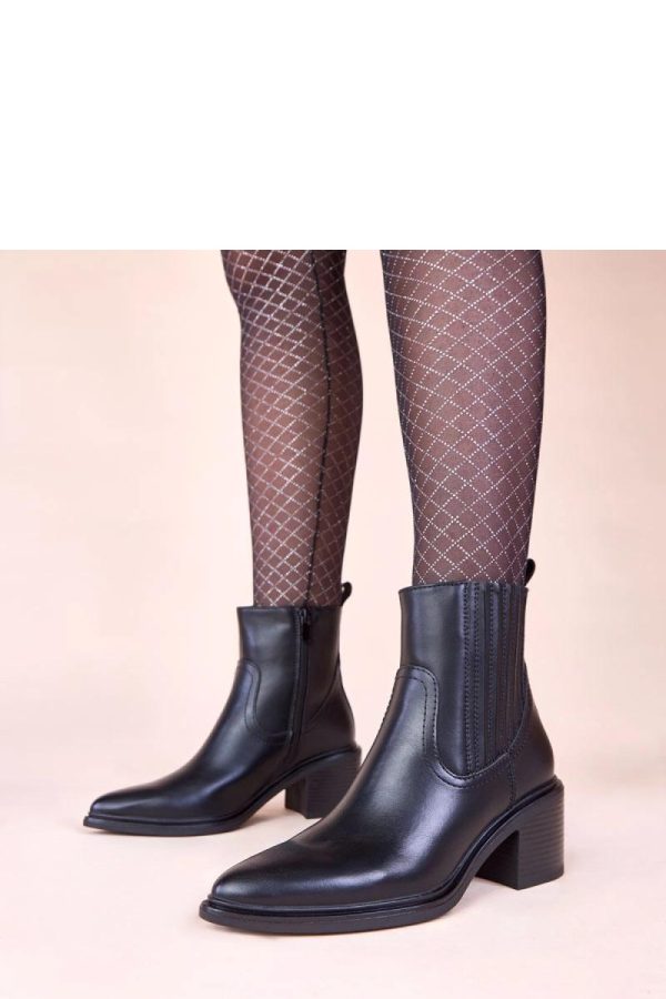 Black Heel Boots in Women`s Ankle Boots & Booties with Fabric, Footbed, Upper Height and Heel Height