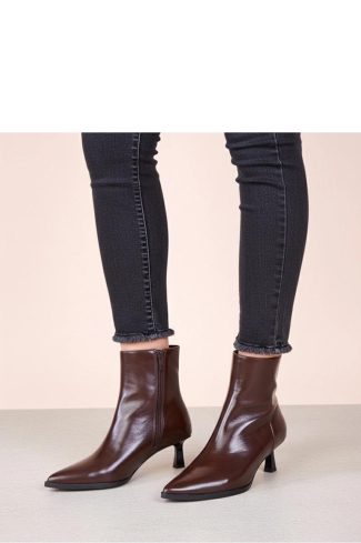 Brown Heel Boots..Fabric, Footbed, Upper Height and Heel Height
