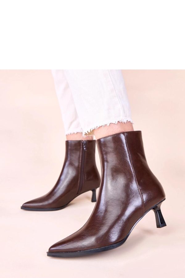 Brown Heel Boots..Fabric, Footbed, Upper Height and Heel Height