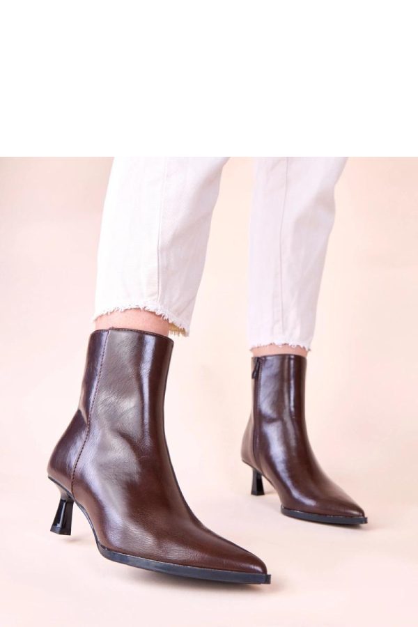 Brown Heel Boots..Fabric, Footbed, Upper Height and Heel Height