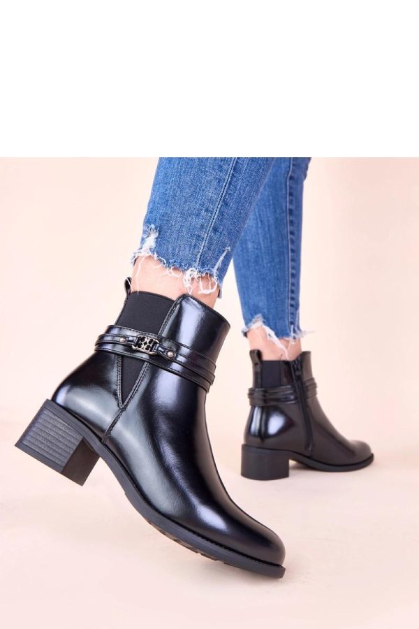 Black Heel Boots in Women`s Ankle Boots & Booties with Fabric, Footbed, Upper Height and Heel Height
