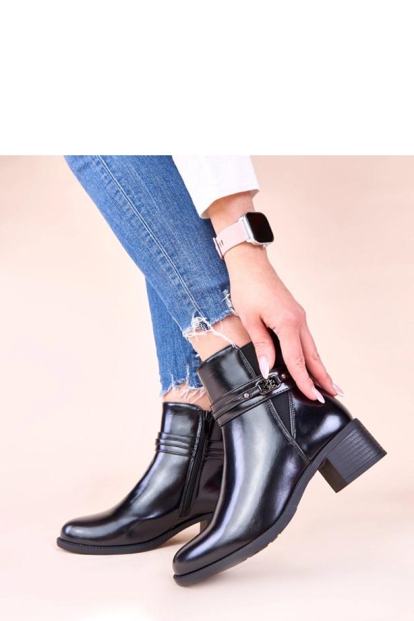 Black Heel Boots in Women`s Ankle Boots & Booties with Fabric, Footbed, Upper Height and Heel Height