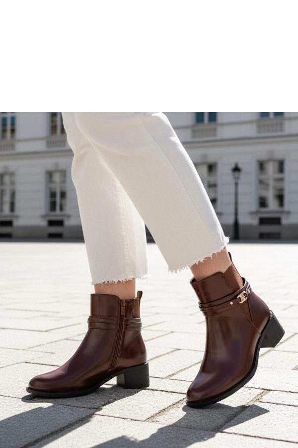 Brown Heel Boots in Women`s Ankle Boots & Booties with Fabric, Footbed, Upper Height and Heel Height