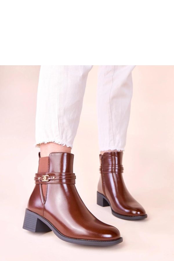 Brown Heel Boots in Women`s Ankle Boots & Booties with Fabric, Footbed, Upper Height and Heel Height