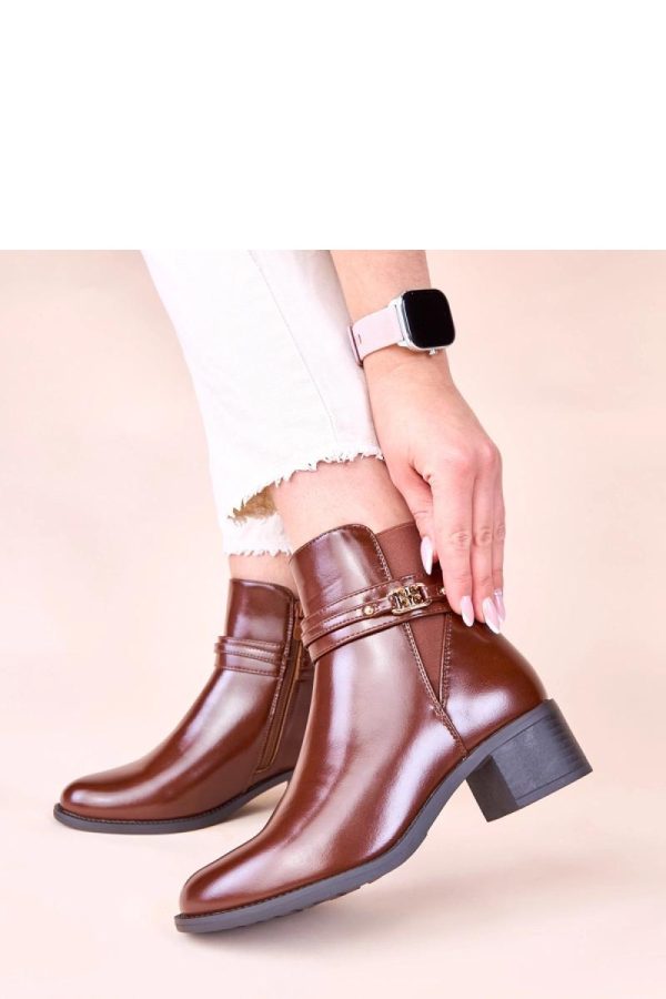 Brown Heel Boots in Women`s Ankle Boots & Booties with Fabric, Footbed, Upper Height and Heel Height