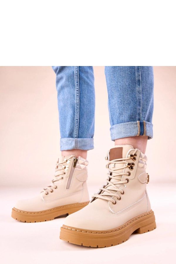 Beige Trapper Shoes.Fabric, Footbed, Upper Height and Platform Height