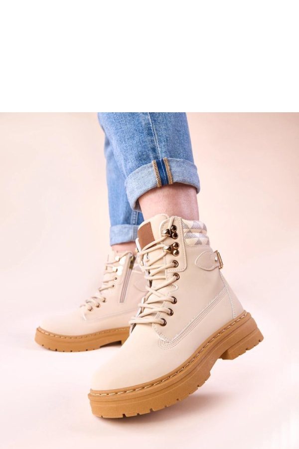 Beige Trapper Shoes.Fabric, Footbed, Upper Height and Platform Height
