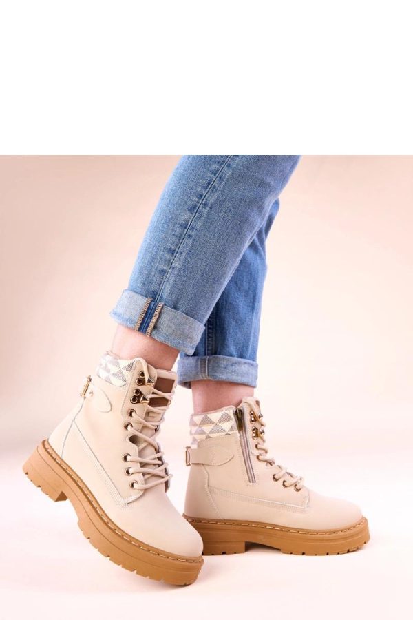 Beige Trapper Shoes.Fabric, Footbed, Upper Height and Platform Height