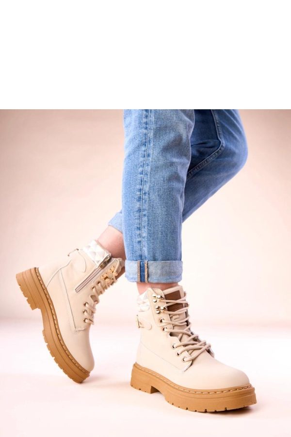 Beige Trapper Shoes.Fabric, Footbed, Upper Height and Platform Height