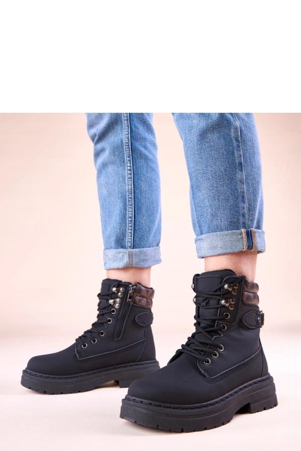 Black Trapper Shoes....Fabric, Footbed, Upper Height and Platform Height
