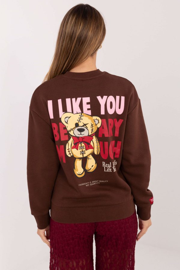 Brown Sweatshirt in Sweatshirts For Women with Cotton and Polyester