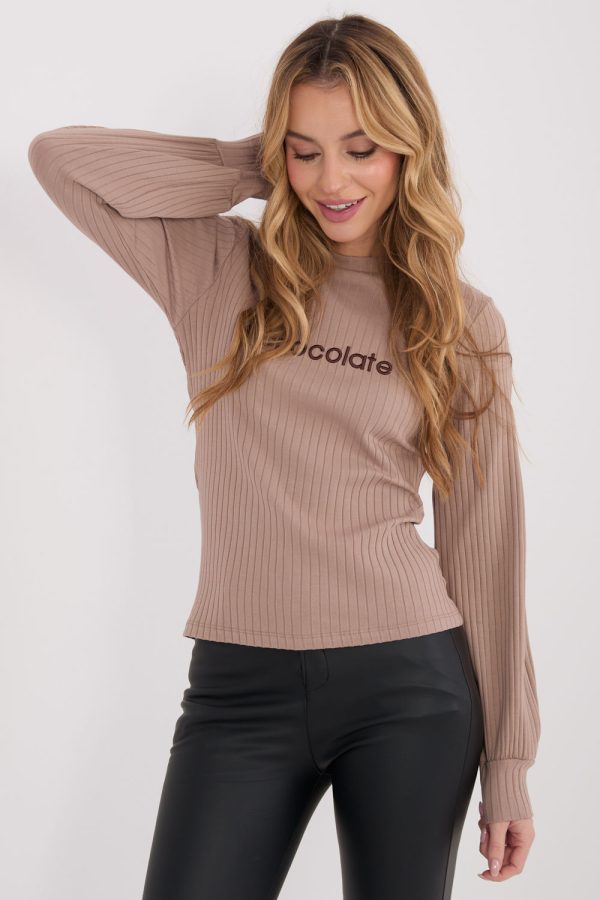 Beige Blouse in Women`s Blouses, Tunics with Cotton and Spandex