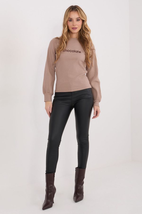 Beige Blouse in Women`s Blouses, Tunics with Cotton and Spandex