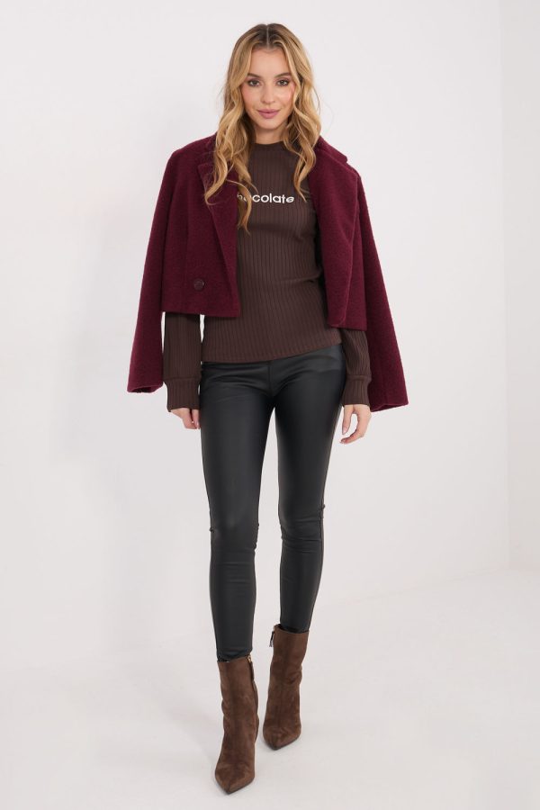 Brown Blouse in Women`s Blouses, Tunics with Cotton and Spandex