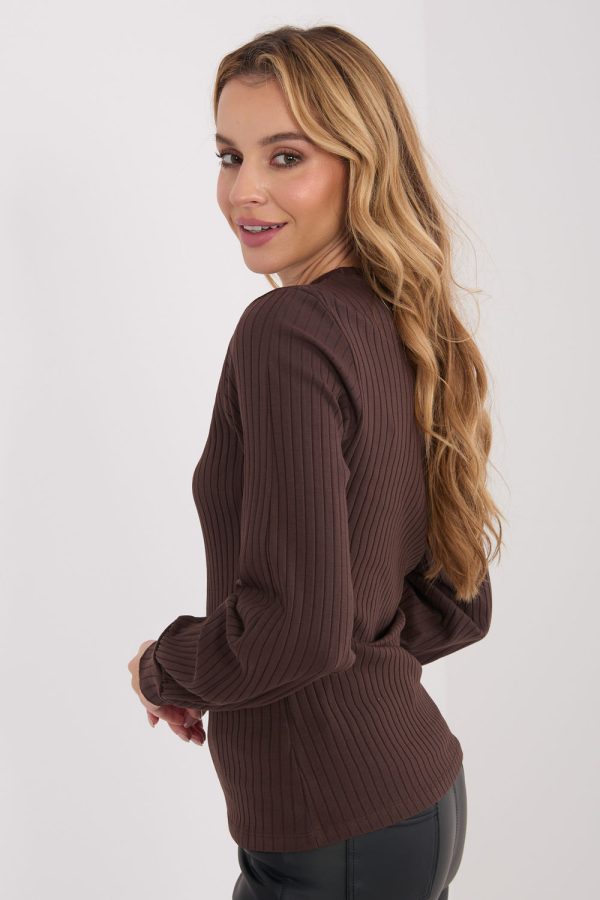 Brown Blouse in Women`s Blouses, Tunics with Cotton and Spandex