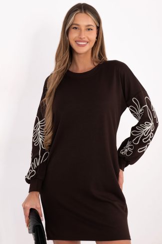 1107071 Brown Daydress in Day Dresses with Spandex and Viscose