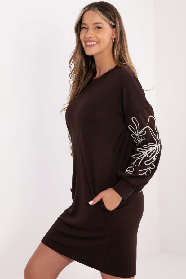 Brown Daydress in Day Dresses with Spandex and Viscose