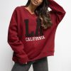 Red Sweatshirt in Sweatshirts For Women with Cotton and Spandex