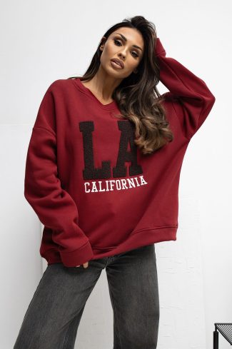 Red Sweatshirt in Sweatshirts For Women with Cotton and Spandex
