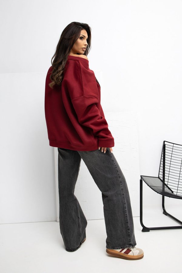 Red Sweatshirt in Sweatshirts For Women with Cotton and Spandex