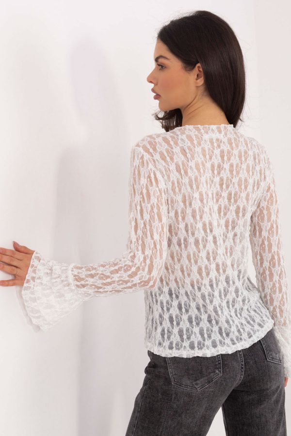White Lace Blouse in Women`s Blouses, Tunics with Spandex and Viscose