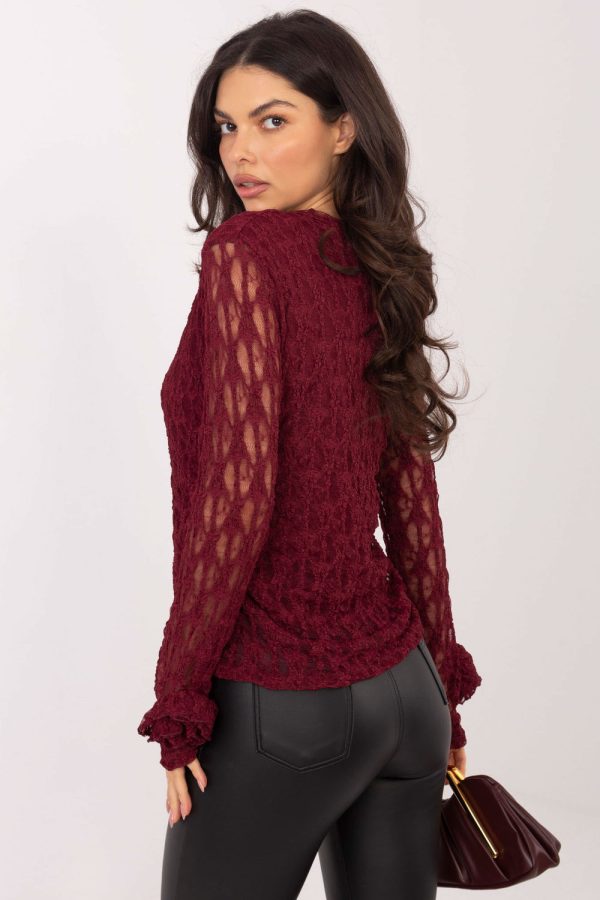 Red Lace Blouse in Women`s Blouses, Tunics with Spandex and Viscose