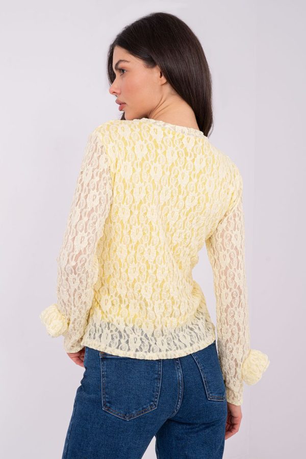 Yellow Lace Blouse in Women`s Blouses, Tunics with Spandex and Viscose
