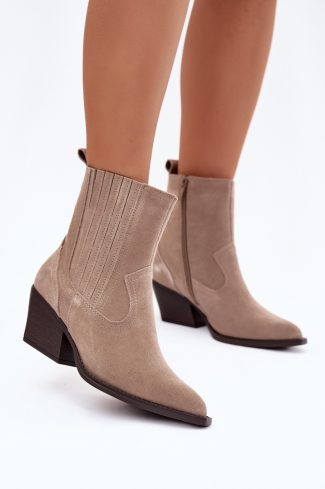 beige Heel boots model 222487 Step in style