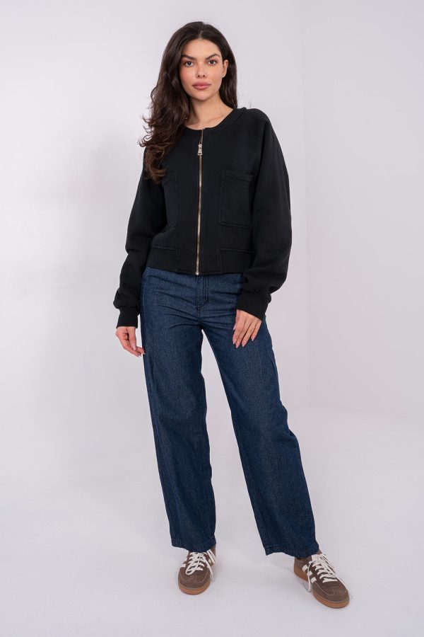 Black Sweatshirt in Sweatshirts For Women with Cotton and Spandex