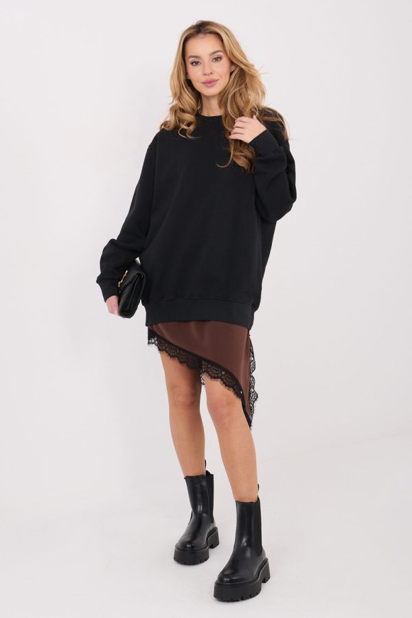 Black Sweatshirt in Sweatshirts For Women with Cotton and Spandex