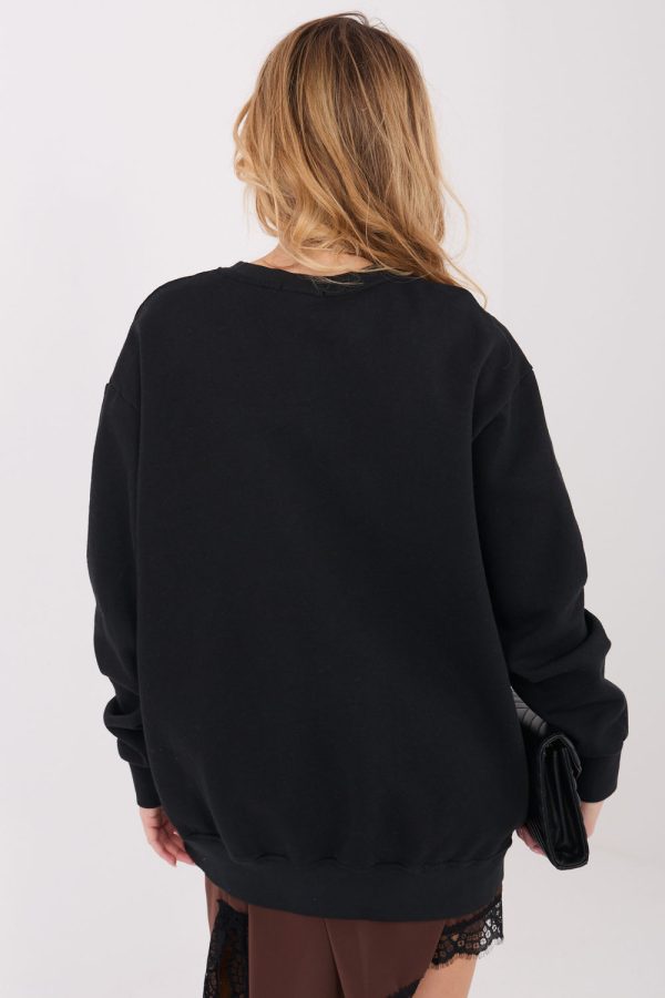 Black Sweatshirt in Sweatshirts For Women with Cotton and Spandex