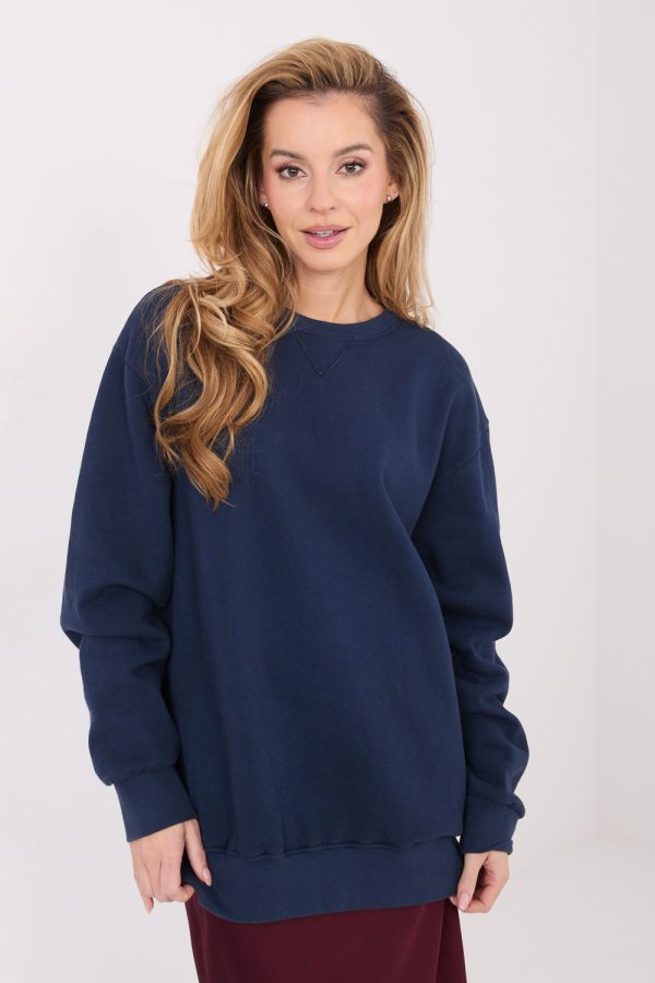 Navy Blue Sweatshirt in Sweatshirts For Women with Cotton and Spandex