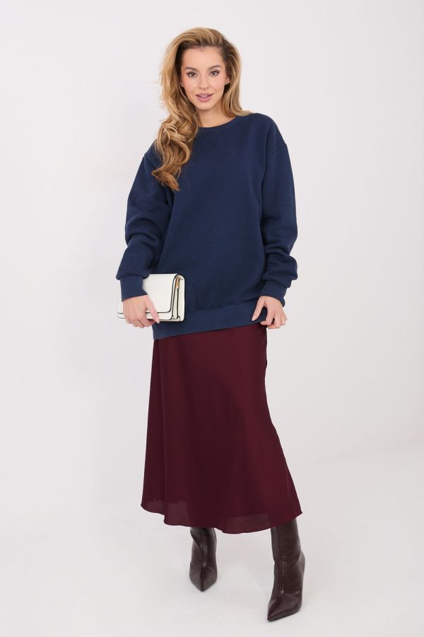 Navy Blue Sweatshirt in Sweatshirts For Women with Cotton and Spandex