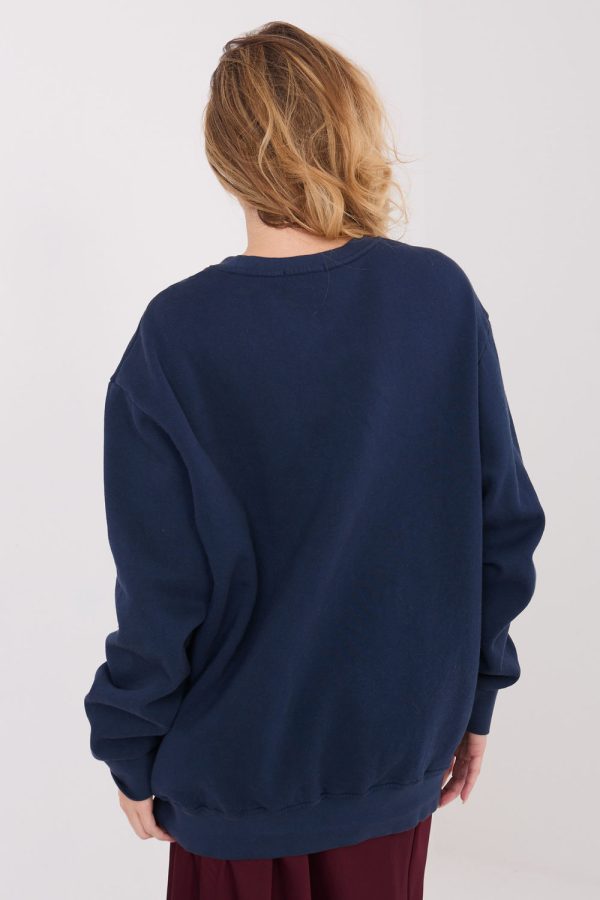 Navy Blue Sweatshirt in Sweatshirts For Women with Cotton and Spandex