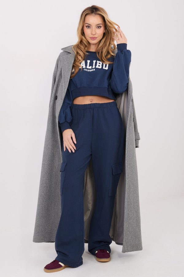 Navy Blue Tracksuit Trousers in Pants, Trousers, Shorts with Cotton and Polyester
