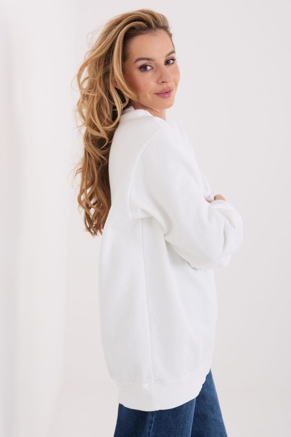 Beige Sweatshirt in Sweatshirts For Women with Cotton and Spandex
