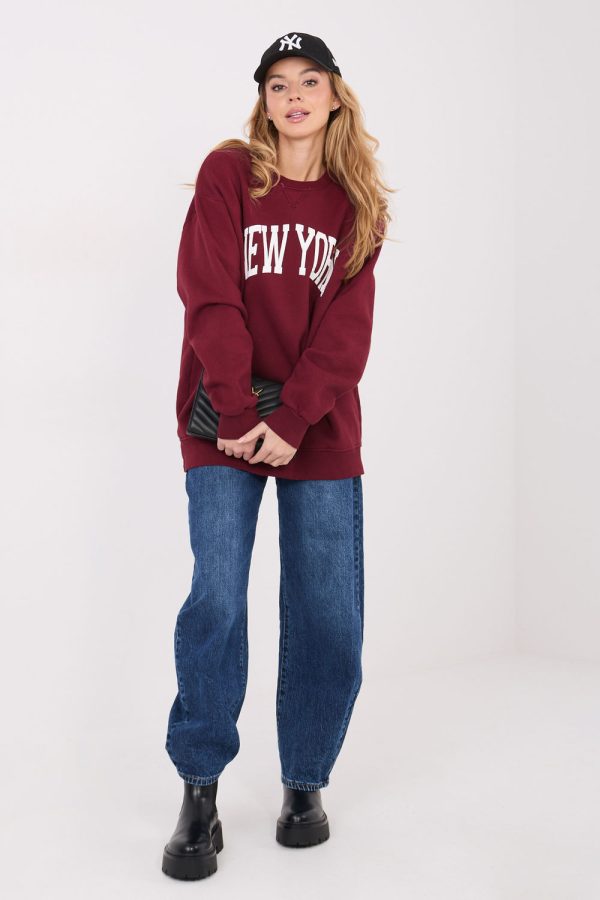 Red Sweatshirt in Sweatshirts For Women with Cotton and Spandex