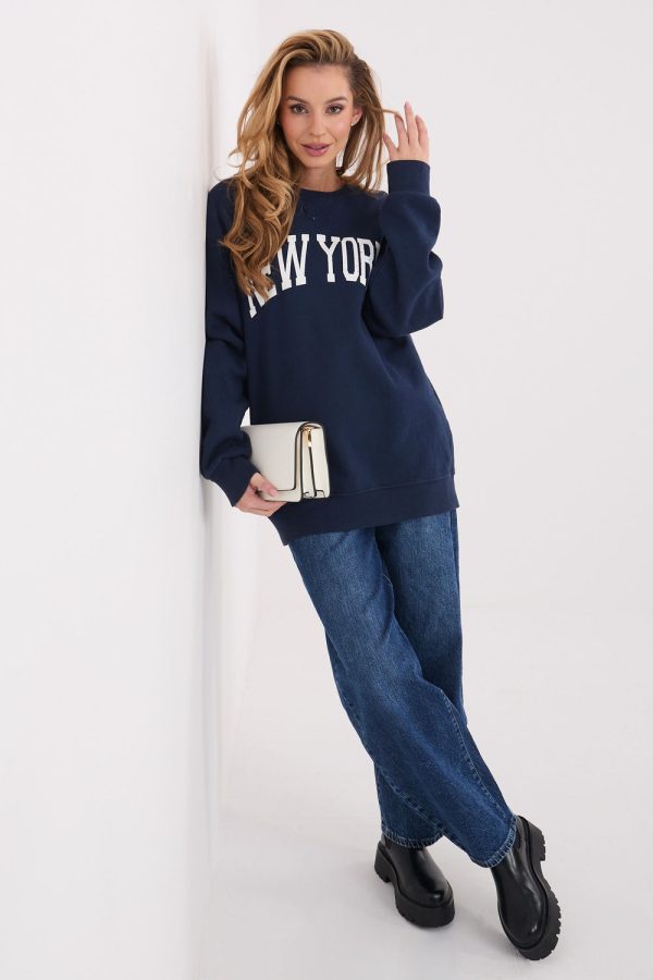 Navy Blue Sweatshirt in Sweatshirts For Women with Cotton and Spandex