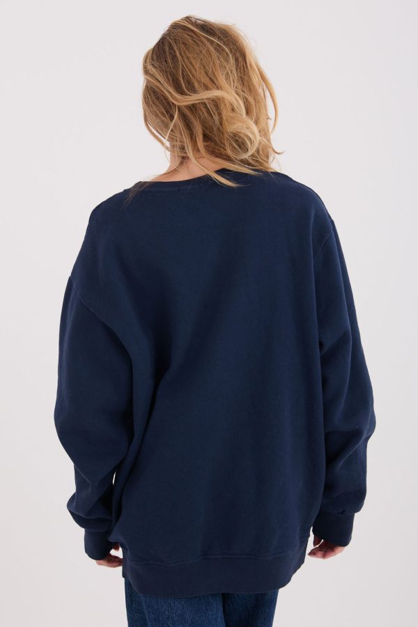 Navy Blue Sweatshirt in Sweatshirts For Women with Cotton and Spandex