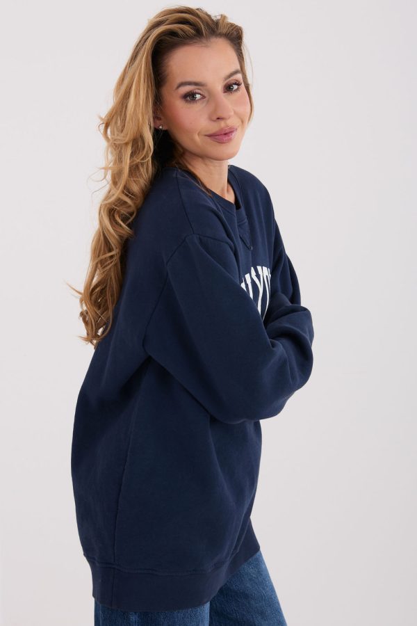 Navy Blue Sweatshirt in Sweatshirts For Women with Cotton and Spandex