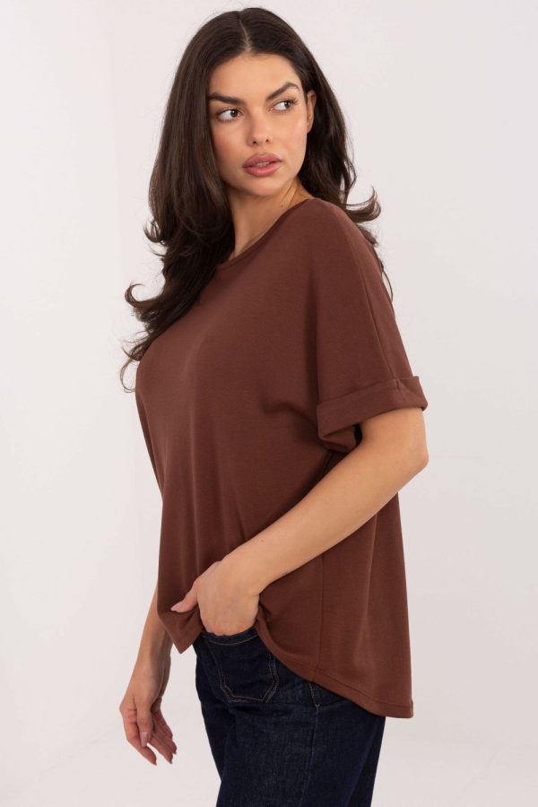 Brown Blouse in Women`s Blouses, Tunics with Cotton and Modal