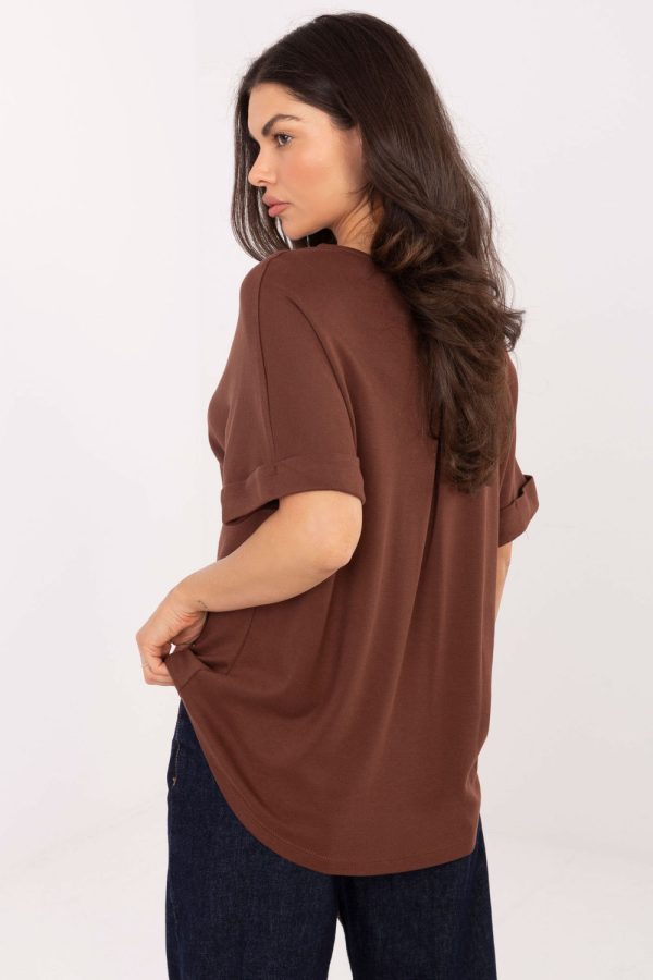 Brown Blouse in Women`s Blouses, Tunics with Cotton and Modal