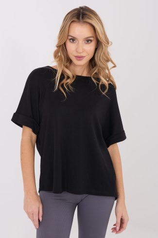 Black Blouse in Women`s Blouses, Tunics with Cotton and Modal