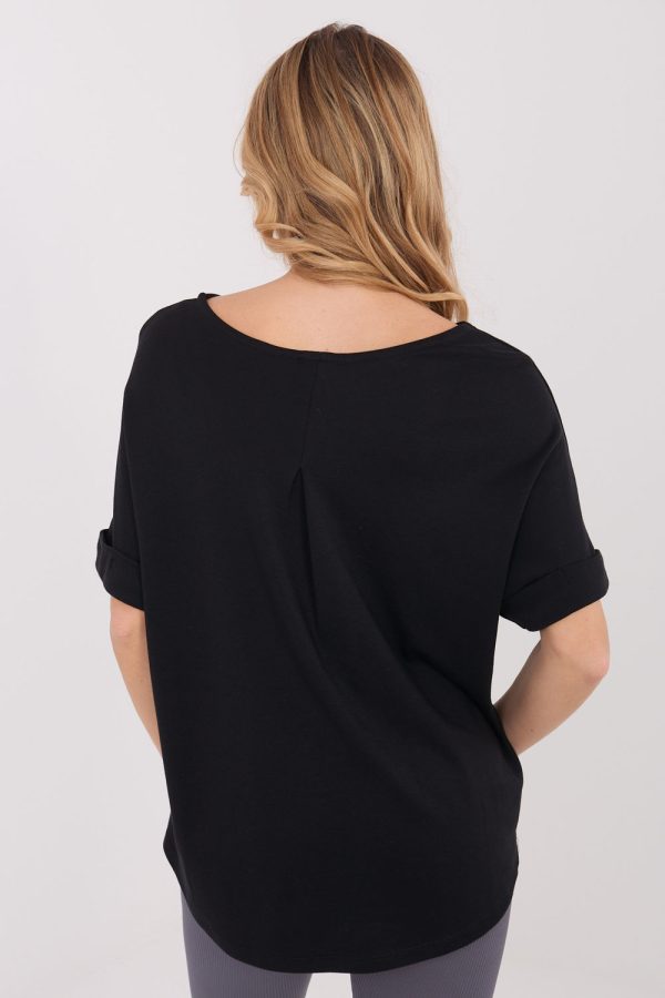 Black Blouse in Women`s Blouses, Tunics with Cotton and Modal