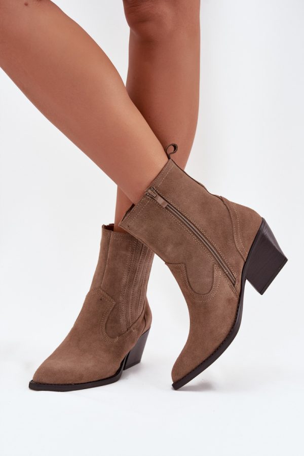 Beige Heel Boots in Women`s Ankle Boots & Booties with Fabric, Warmers, Footbed, Upper Height and Heel Height
